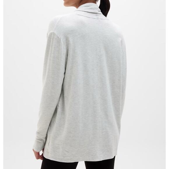 Athleta Pranayama Wrap Soft Thumbholes Cardigan Light Grey Heather Women Size MP - Picture 4 of 12